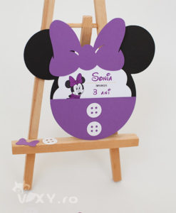 invitatie Minnie Mouse, invitatie handmade Minnie, Minnie Mouse, invitatie botez Minnie Mouse