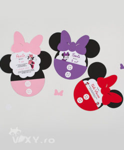 invitatie Minnie Mouse, invitatie handmade Minnie, Minnie Mouse, invitatie botez Minnie Mouse