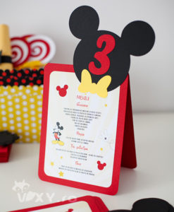 meniu Mickey, meniu botez, meniu personalizat Mickey, meniu si numar masa botez Mickey, meniu si numar masa botez tematic, papetarie botez, papetarie personalizata, vixy.ro, meniu si numar masa 2 in 1