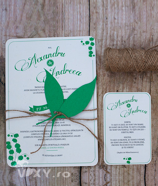 invitatie nunta, invitatie personalizata, invitatie lacramioare, invitatie verde, invitatie nunta deosebita, vixy.ro, lacramioare, invitatie personalizata tematic, nunta tematica lacramioare
