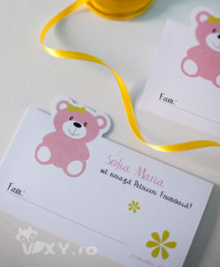 plic pentru dar ursulet, botez fetite, botez personalizat ursulet, plic pentru bani ursulet fetite, vixy.ro, plic bani personalizat, botez tematic, botez special ursulet, papetarie personalizata botez