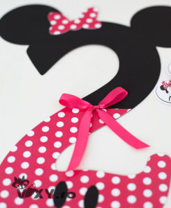 cifra personalizata Minnie, cifra Minnie, cifra aniversara Minnie, Minnie Mouse, vixy.ro, petreceri tematice Minnie, botez tematic, cifra Minnie Mouse