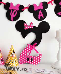 cifra personalizata Minnie, cifra Minnie, cifra aniversara Minnie, Minnie Mouse, vixy.ro, petreceri tematice Minnie, botez tematic, cifra Minnie Mouse