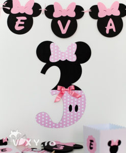 cifra personalizata Minnie, cifra Minnie, cifra aniversara Minnie, Minnie Mouse, vixy.ro, petreceri tematice Minnie, botez tematic, cifra Minnie Mouse
