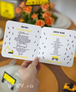 petreceri tematice, petreceri personalizate, petrecere santier, pe santier, petrecere baieti, petrecere fete, santier personalizat, santier, santier copii, papetarie petrecere, papetarie santier, papetarie contructii, constructii petreceri copii, constructii tematice, galben si negru, petreceri aniversare, petreceri aniversare copii, botez tematic, botez pe santier, numar masa santier, numar masa constructii, place card santier, plic pentru dar santier, plic dar constructii, plic dar utilaje constructii, numar masa tematic, numar masa santier, numar masa utilaje constructii, meniu tematic santier, meniu santier, meniu utilaje constructii, place card santier, place card constructii, place card personalizat,